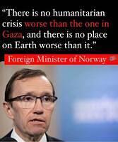 Foreign Minister of Norway: There is no place on earth worse than Gaza