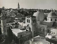 Church of the Holy Sepulcher and the Clock Tower of the Latin Monastery at the Christian Quarter of Old Jerusalem Palestine 1967