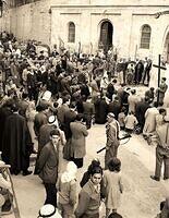 Palestinian Christians re-enacting the 3rd station of the cross in Jerusalem, Palestine 1948