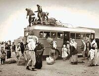 Palestinian refugees fleeing from the village of Zire-in, on the outskirts of Jenin, Palestine 1948