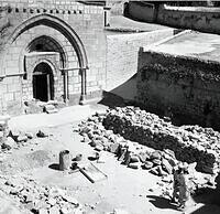 restoration of the Church of the Tomb of the Blessed Virgin in Jerusalem, Palestine in 1946